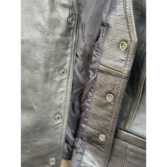 WILSONS Men's Large Leather Vest Button Up Moto Biker Style - Picture 10 of 12